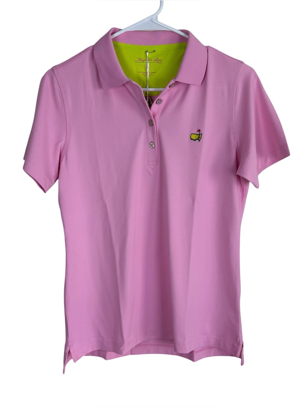 Masters Magnolia Lane Tech Golf Polo Shirt Women’s Sz Medium Bubble Gum Pink NWT